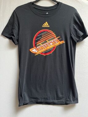 Adidas Vancouver Canucks Retro Skate Logo Black T-Shirt Size Small NHL